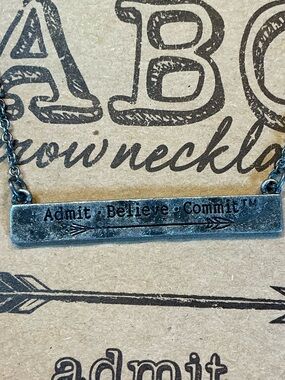 'Admit • Believe • Commit' Metal Bar Necklace